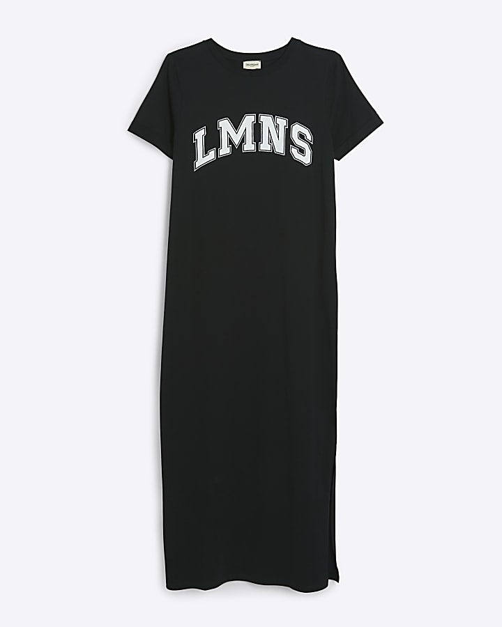 Black graphic t-shirt midi dress