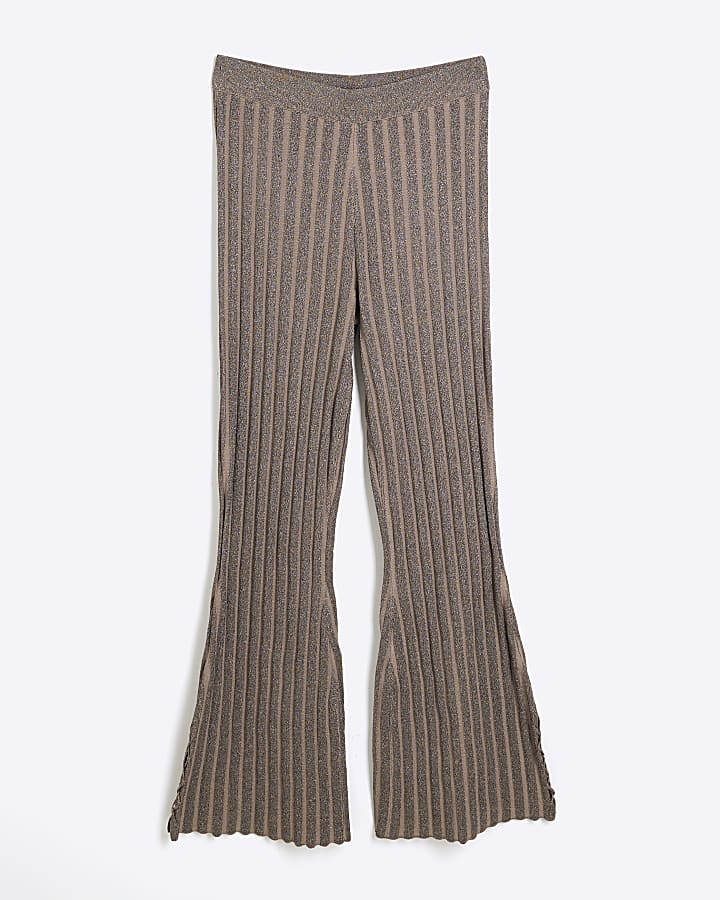 Khaki Flared Knit Trousers