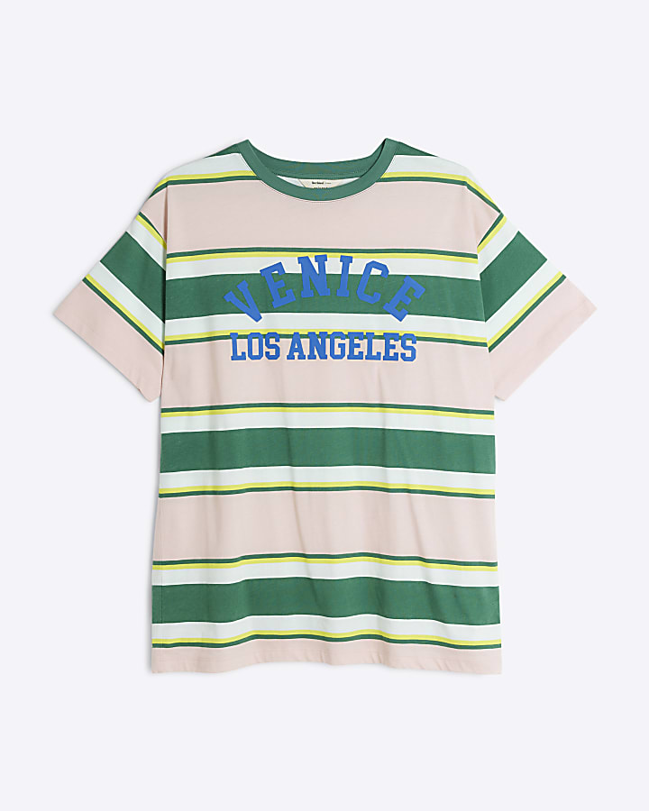 Pink Stripe Venice graphic t-shirt