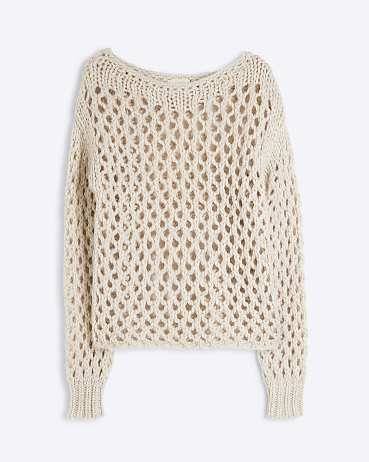 Cream Cable Knit Hole Jumper