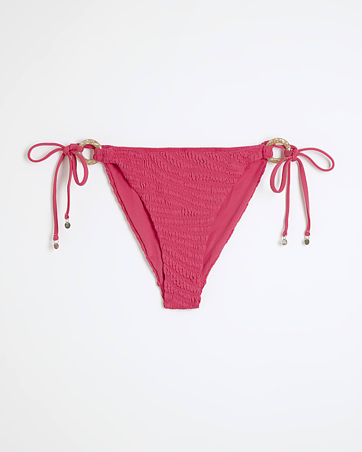 Pink Tie Side Bikini Bottoms