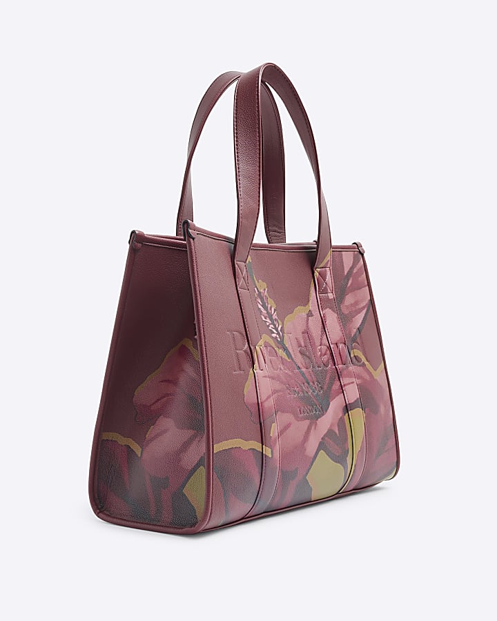 Red Floral Debossed Shopper Bag