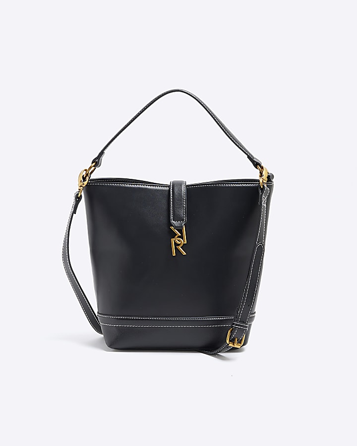 Black RI hardware bucket bag