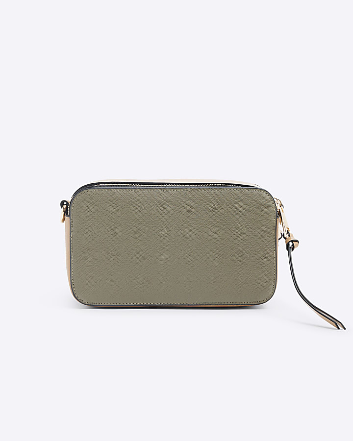 Khaki Faux Leather RI Cross Body Bag