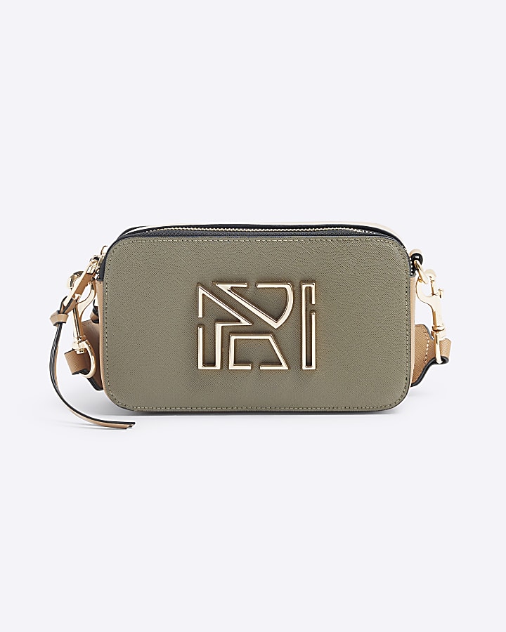 Khaki Faux Leather RI Cross Body Bag