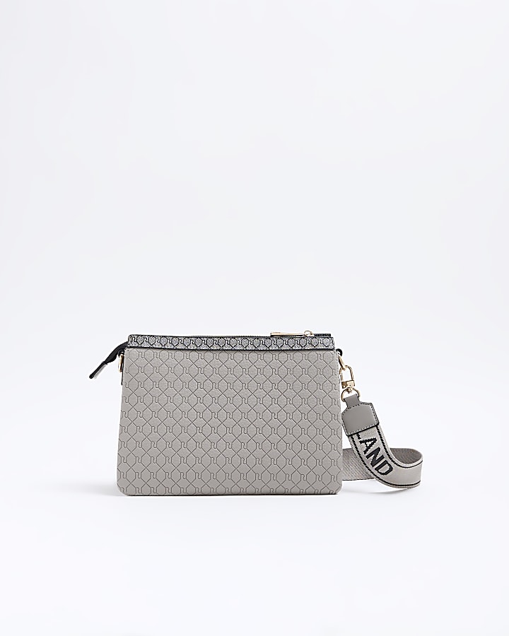 Grey Monogram Cross Body Bag