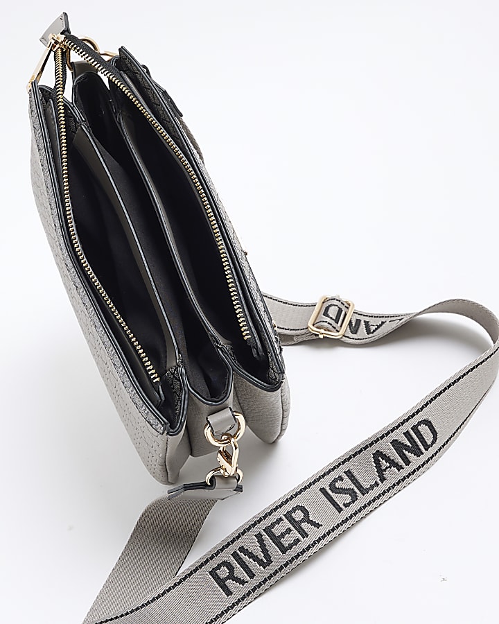 Grey Monogram Cross Body Bag