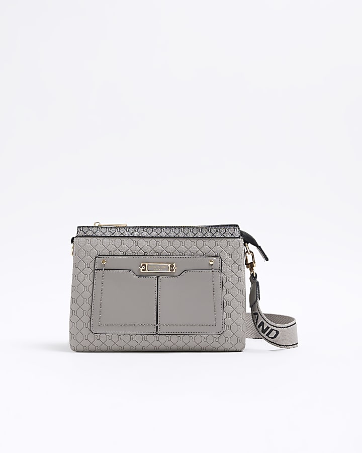Grey Monogram Cross Body Bag