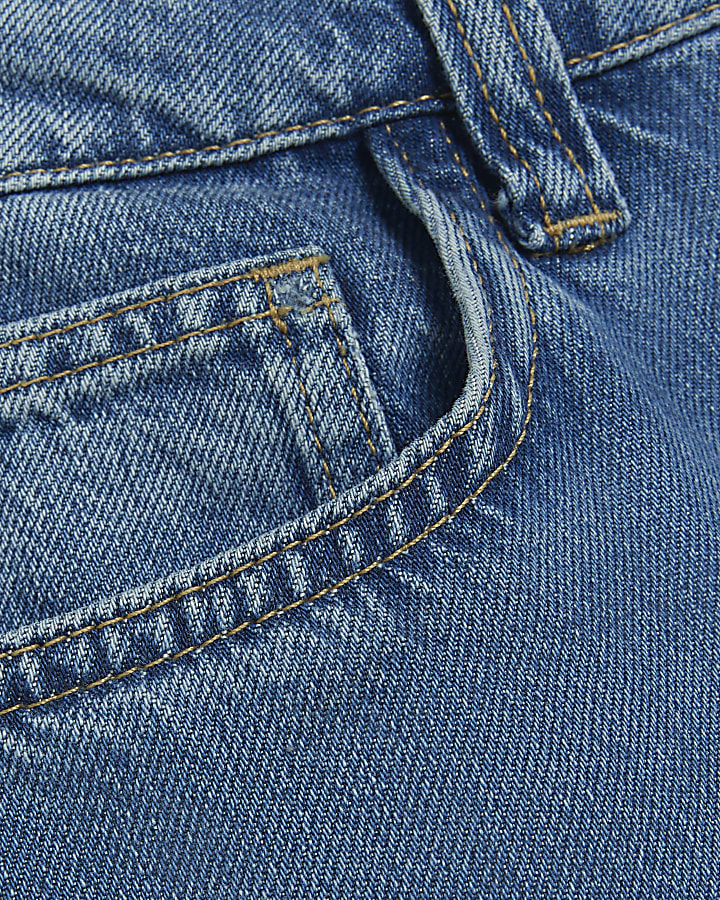 Blue Mid Rise Wide Leg jeans
