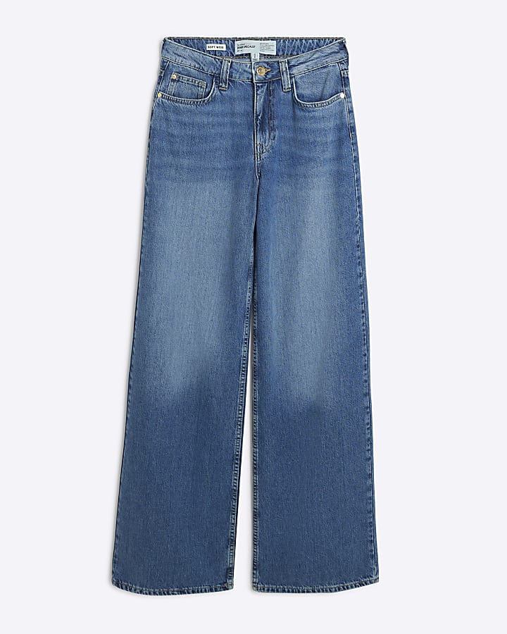 Blue Mid Rise Wide Leg jeans