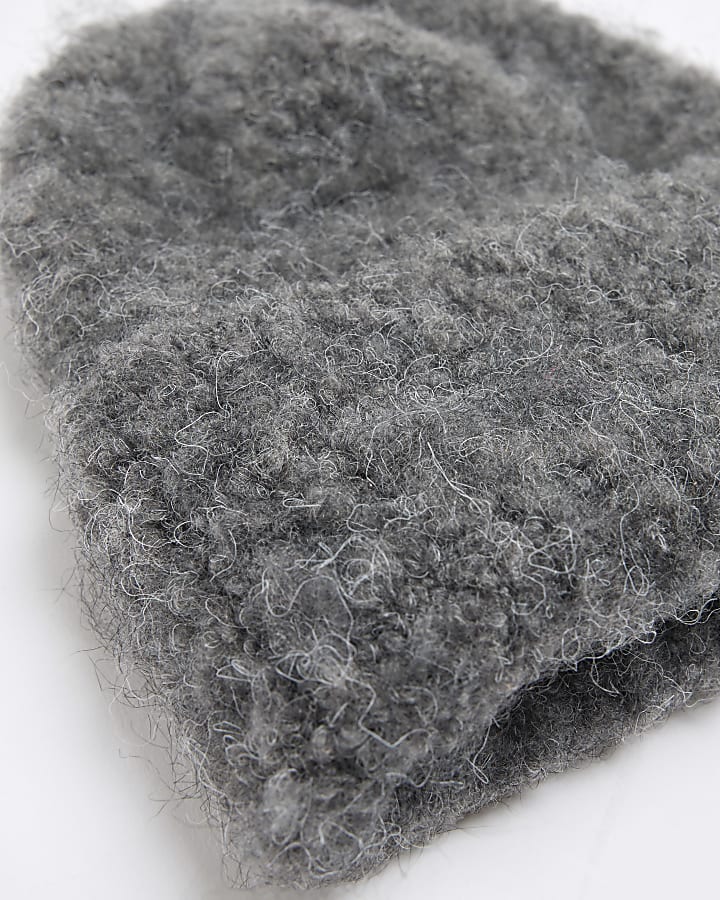 Grey Fluffy Beanie Hat