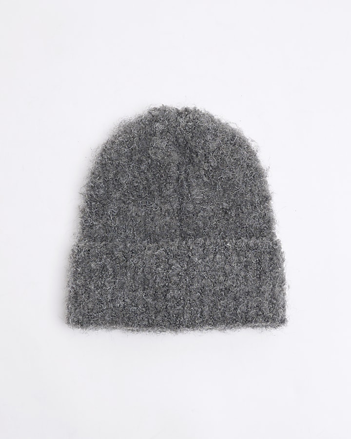 Grey Fluffy Beanie Hat