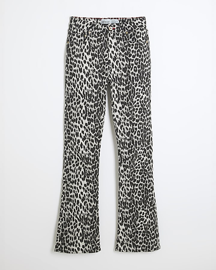 Black Leopard Print Bootcut jeans