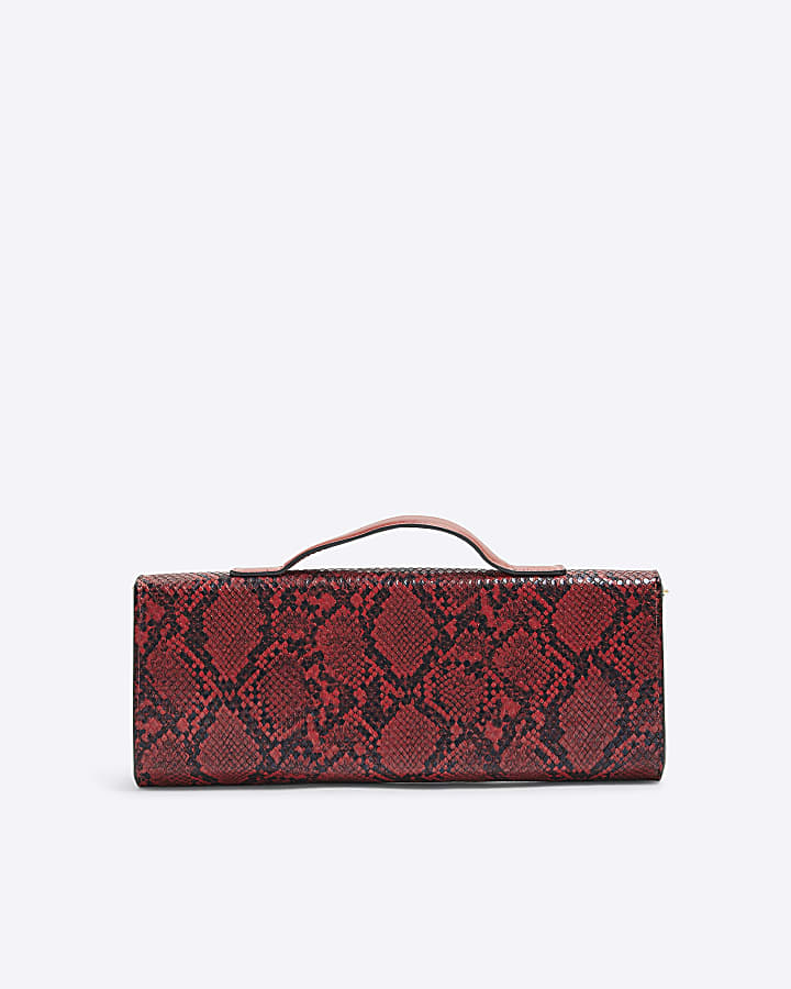 Red Snake Buckle Shoulder Strap Clutch Bag
