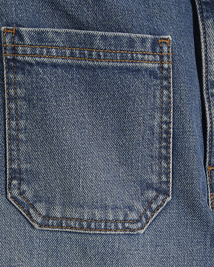 Petite Blue High waisted pocket wide leg jean