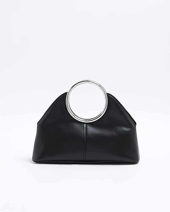 Black Ring Handle Clutch Bag