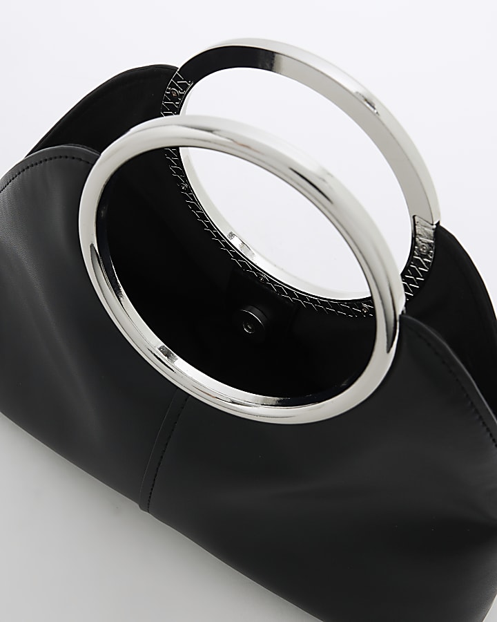 Black Ring Handle Clutch Bag