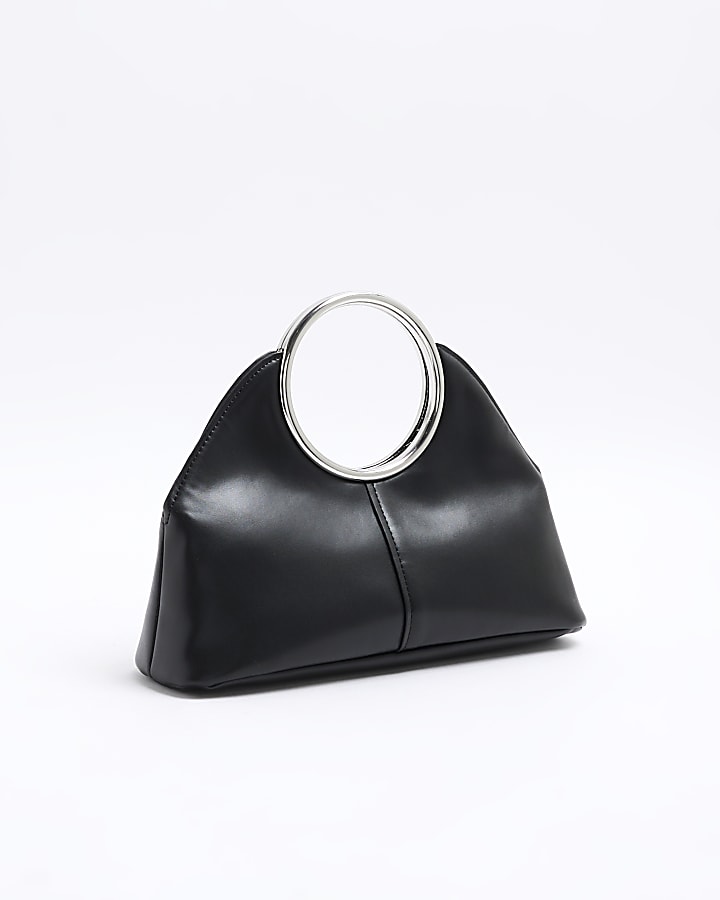 Black Ring Handle Clutch Bag