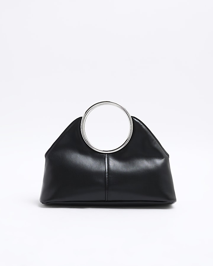 Black Ring Handle Clutch Bag