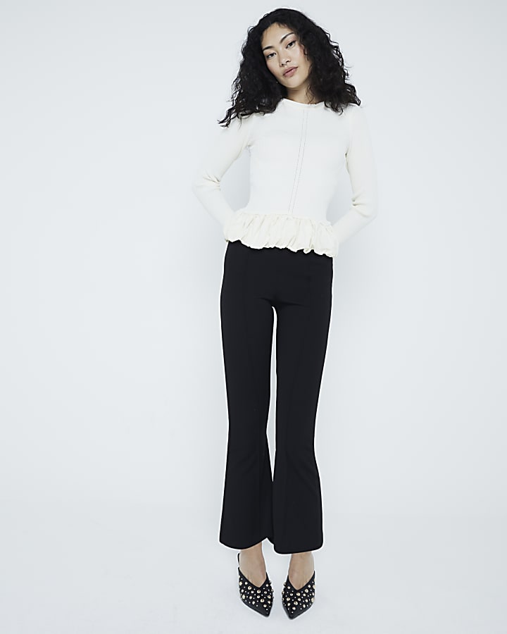 Cream Bubble Hem Knitted Top
