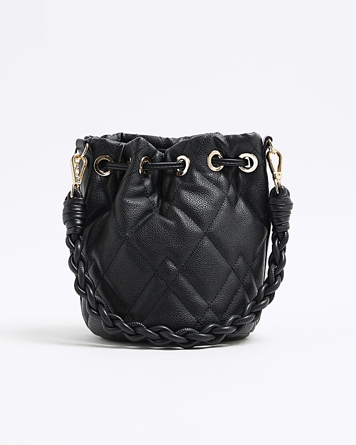 Black Quilted Bucket Bag