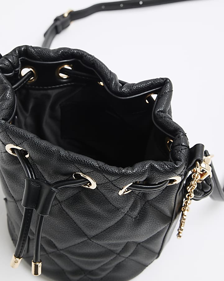 Black Quilted Bucket Bag