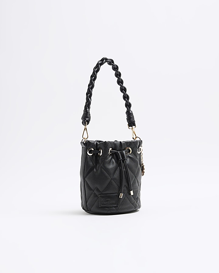 Black Quilted Bucket Bag