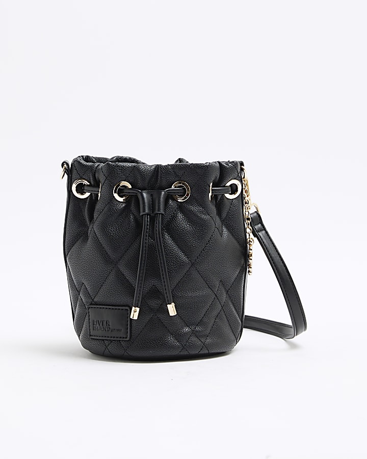 Black Quilted Bucket Bag