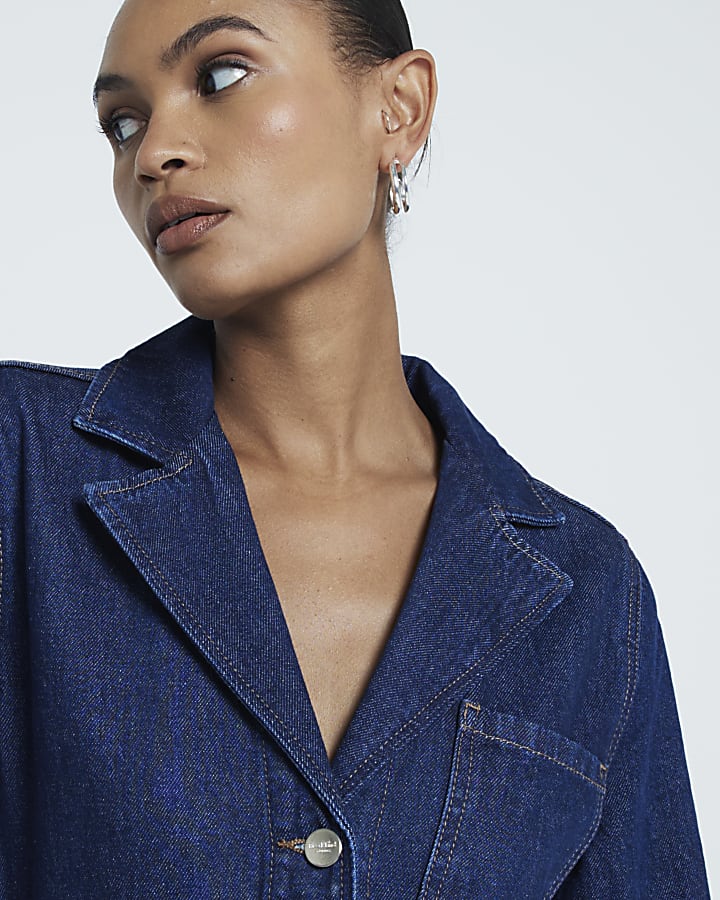 Blue Denim Long Sleeve Jumpsuit