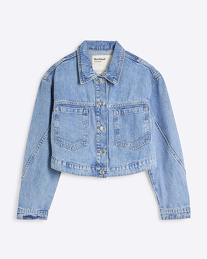 Blue Cropped Denim Jacket