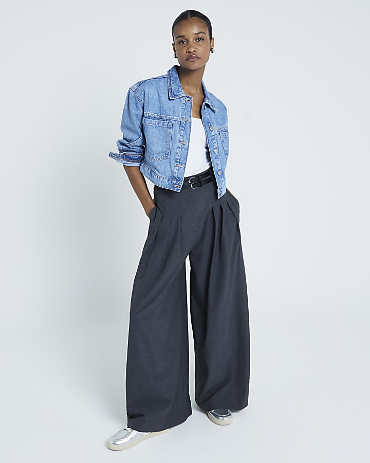 Blue Cropped Denim Jacket