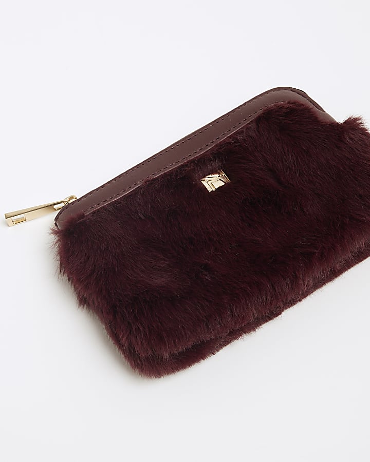 Red Faux Fur Pouch Purse