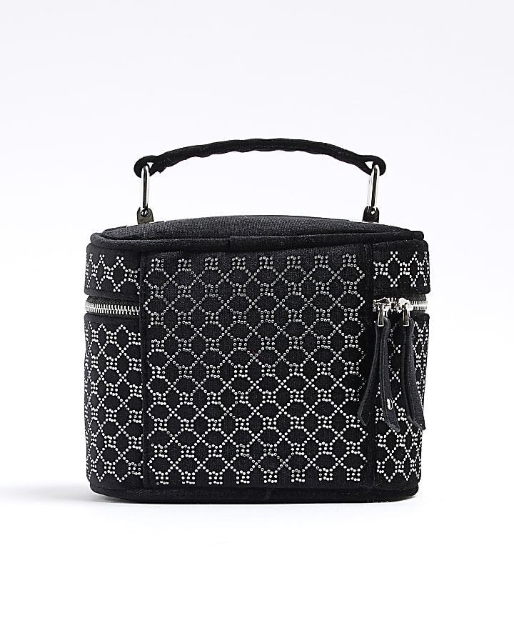 Black Velvet Monogram Vanity Bag