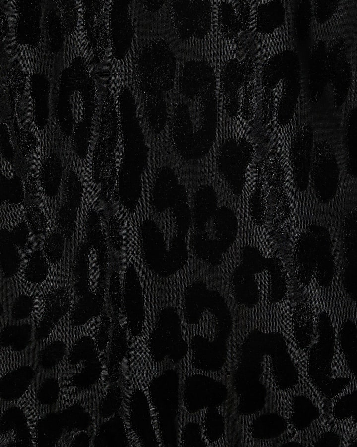 Black Leopard Print Velvet Devore Bodysuit