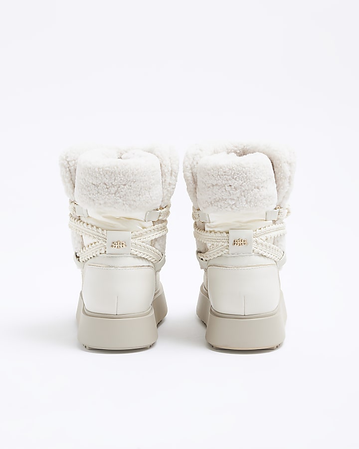 Cream Borg Ski Boots