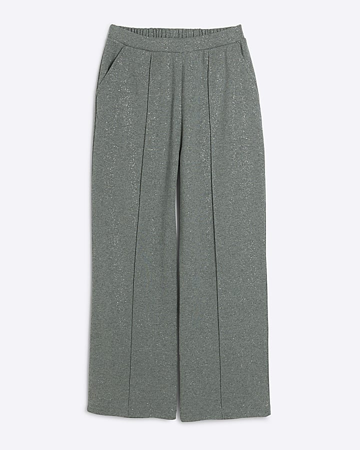 Grey shimmer wide leg joggers