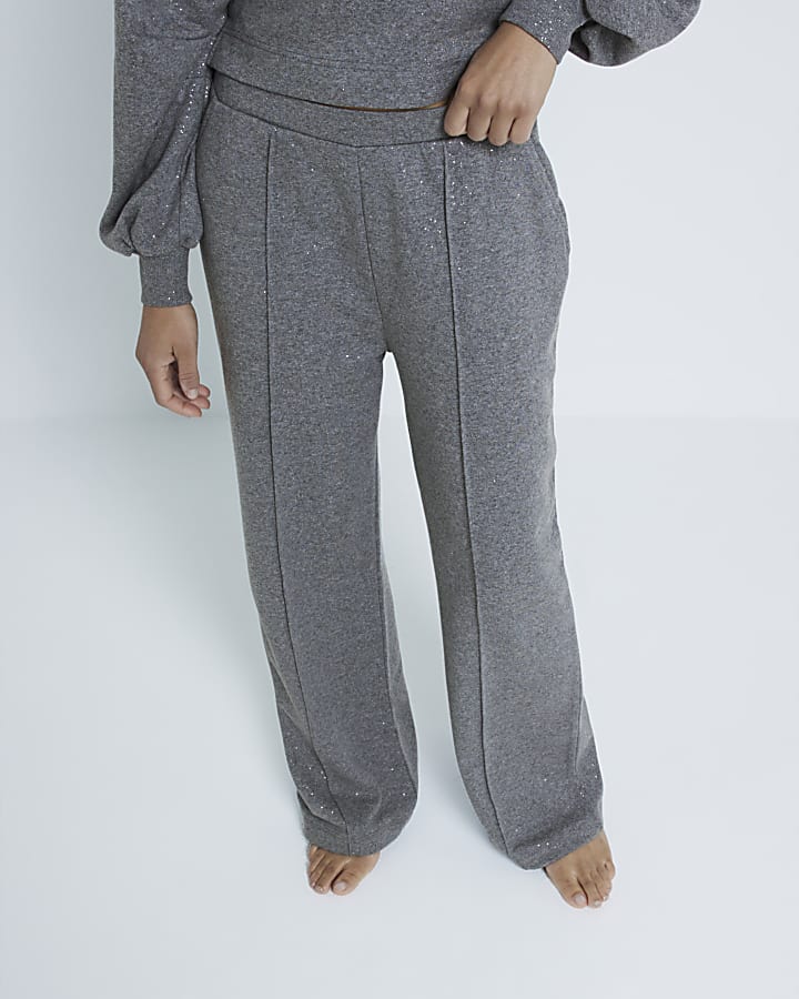 Grey shimmer wide leg joggers