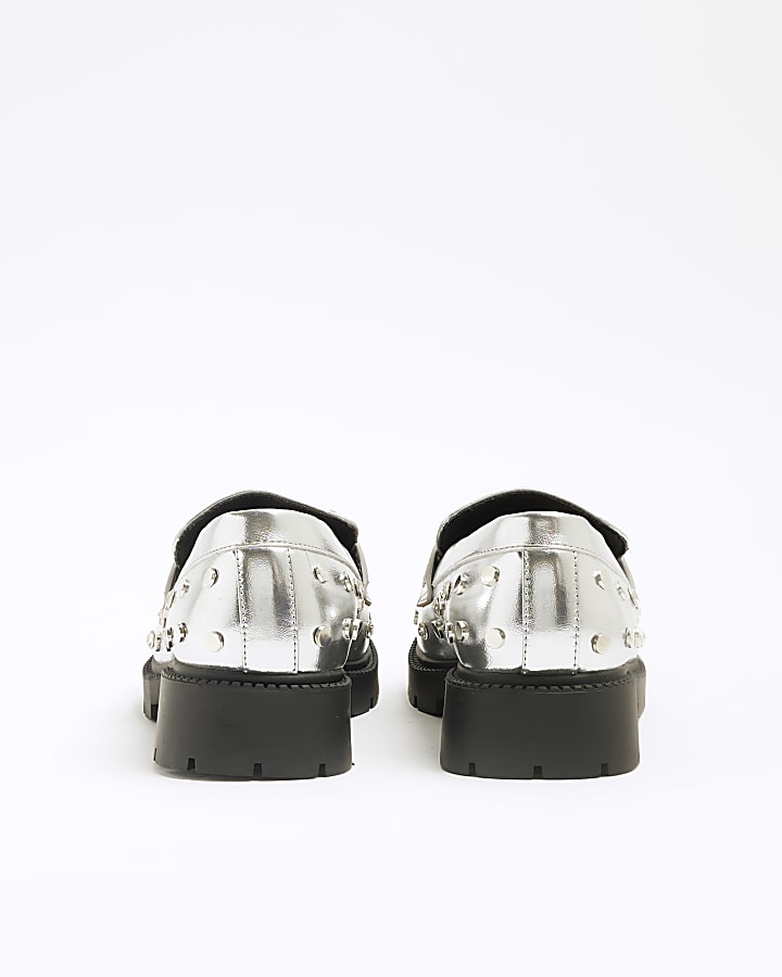 Silver Studded Chunky Loafers