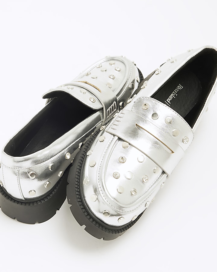 Silver Studded Chunky Loafers