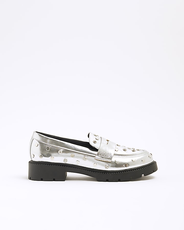 Silver Studded Chunky Loafers