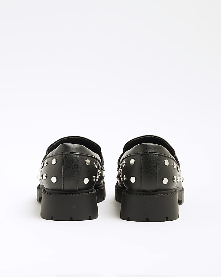 Black Studded Chunky Loafers