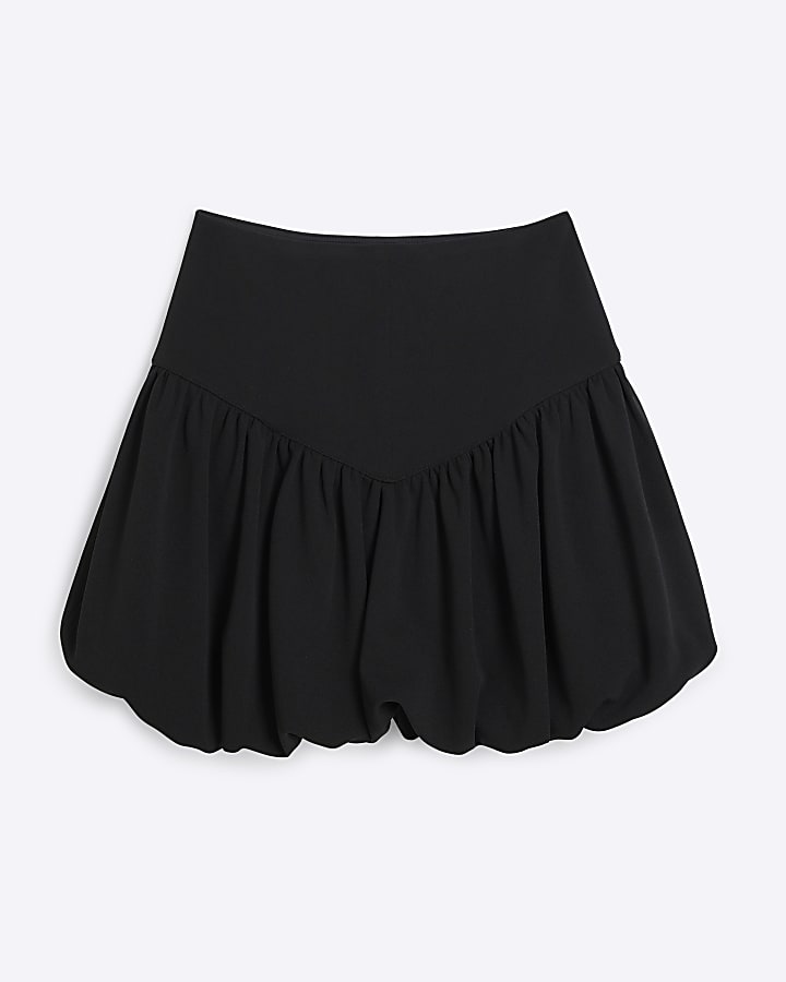 Black Bubble hem Mini Skirt