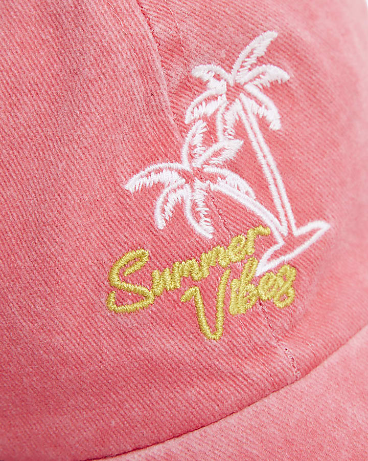 Pink Summer Vibes Embroidered Cap