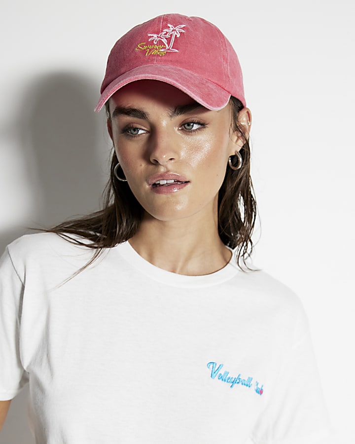 Pink Summer Vibes Embroidered Cap