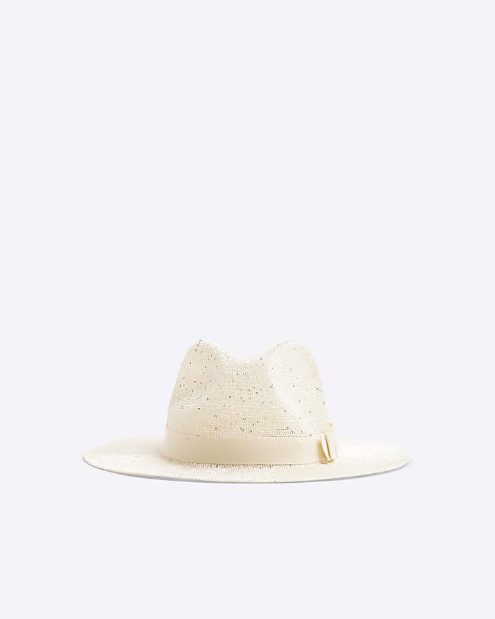 Cream Sequin Fedora Hat