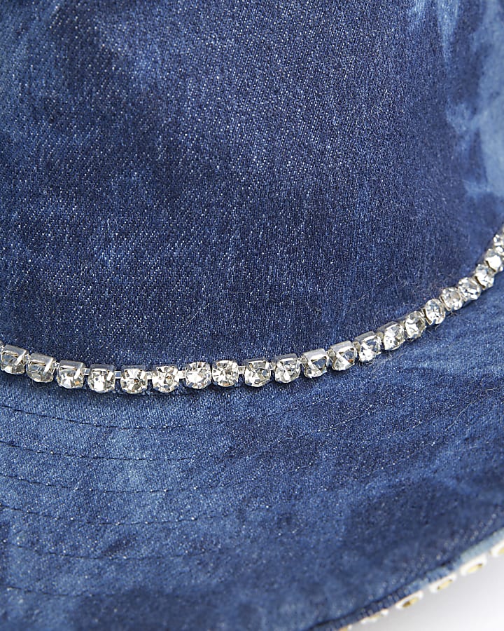 Blue Denim Diamante Cowboy Hat