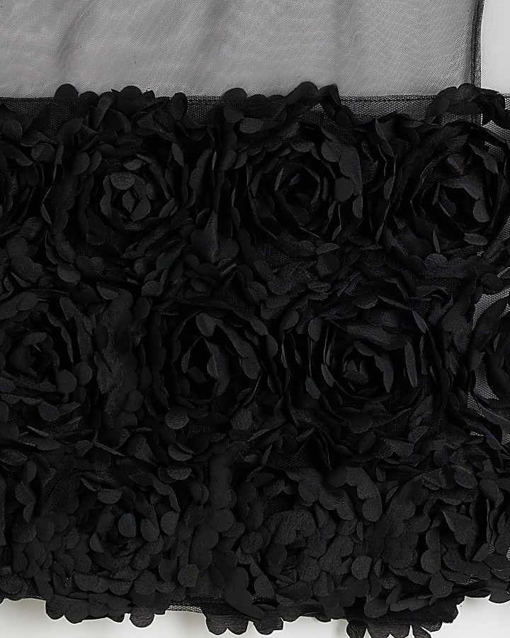 Black Mesh Flower Cape