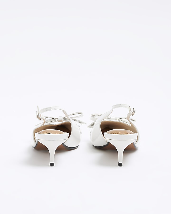 White Bow Sling Back Court Shoes