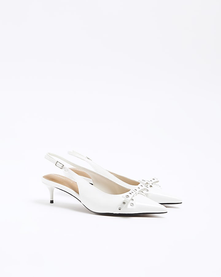 White Bow Sling Back Court Shoes