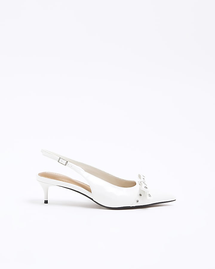 White Bow Sling Back Court Shoes